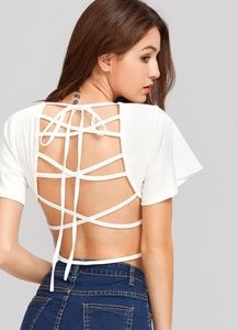 Lace Back Crop Tee